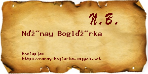 Nánay Boglárka névjegykártya